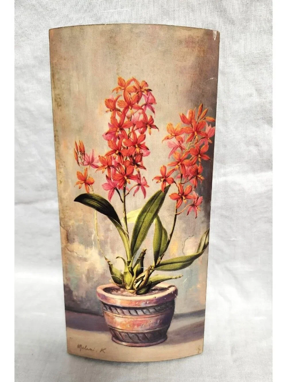 Vintage Signed Floral Prints On Wood Made In Italy Set Of 2 Cottagecore Romantic